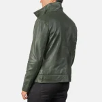 Green Men's Bomber Leather Jacket Back
