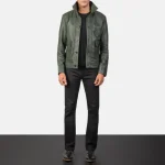 Men's Green Bomber Leather Jacket