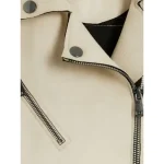 Cream Girls Suede Leather Jacket