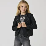 Girl's Black Faux Leather Biker Jacket