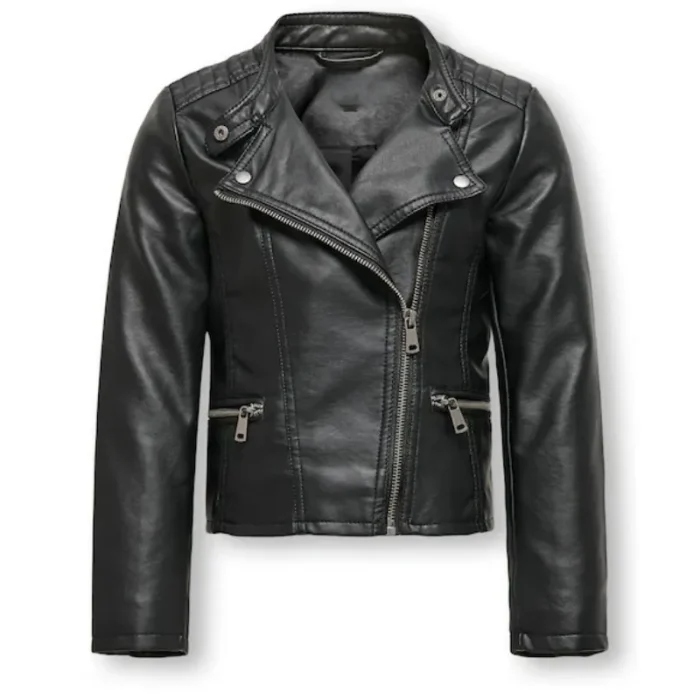 Girl'S Black Faux Leather Biker Jacket View