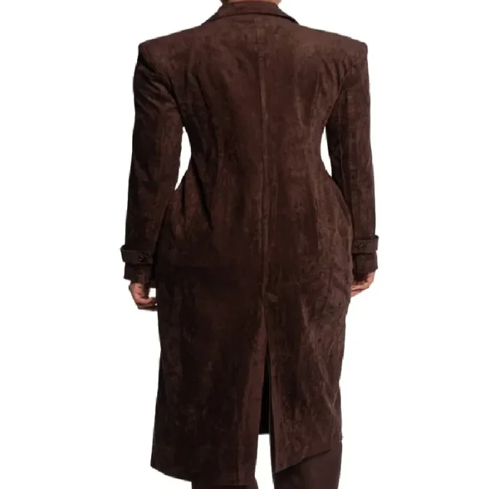 Haubrich Brown Suede Leather Coat Back