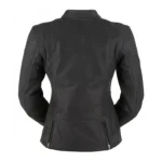 Ladies Black Buffalo Leather Motorcycle Jacket Back