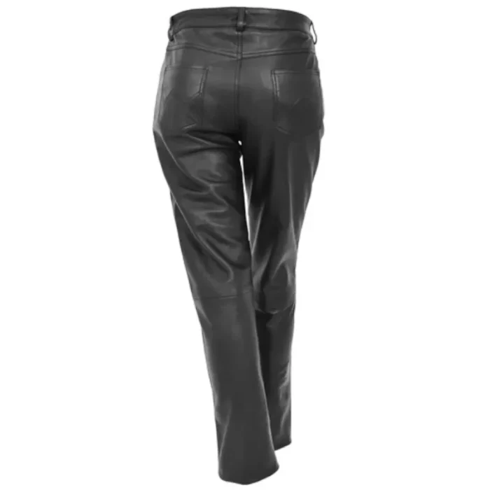 Ladies' Black Leather Slim-Fit Trousers Back