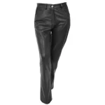 Women's Black Leather Slim-Fit Trousers
