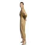 Light Brown Women's Genuine Leather Jumpsuit Side View