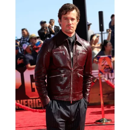 Maroon Jake Picking Leather Jacket
