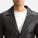 Men's Alyson Black Leather Blazer Close View