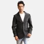 Men's Black Alyson Leather Blazer