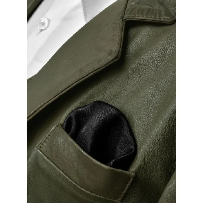 Men'S Basicallo Green Pure Leather Suit Close View