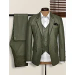 Men's Basicallo Green Pure Leather Suit