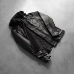 Men's Black Bomber Hooded Leather Jacket View