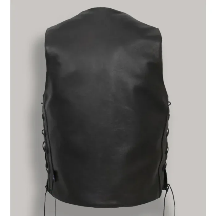 Men'S Black Buffalo Nickel Snap Vest Back View