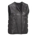 Men's Black Commando Style Motorcycle Leather Vest