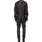 Men's Black Cool Style Shirt Look Leather Jumpsuit Back