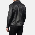 Men's Raiden Black Leather Biker Jacket Back