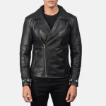 Men's Raiden Black Leather Biker Jacket Front