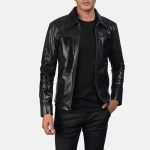 Men's Black Cowhide Leather Biker Jacket