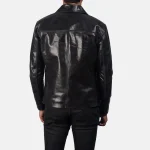 Men's Black Cowhide Leather Biker Jacket LUXIDE