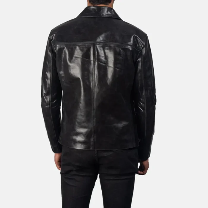 Men'S Black Cowhide Leather Biker Jacket Luxide