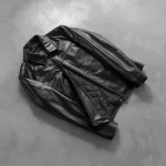 Men's Black Cowhide Leather Biker Jacket LUXIDE