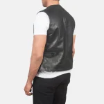 Men's Black Cowhide Leather Vest Back