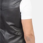 Men's Black Cowhide Leather Vest Close View