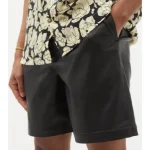 Men's Black Elasticated Sheepskin Leather Shorts Look