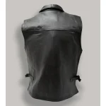 Men's Black Fight Club Leather Vest Back View