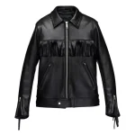 Men's Black Fringe Sheepskin Leather Jacket