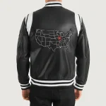 Men's Black Illinois Varsity Leather Jacket Back