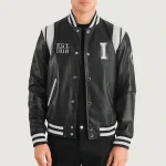 Men's Black/White Leather Illinois Varsity Jacket