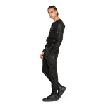 Men's Black Leather Cargo Jumpsuit Look