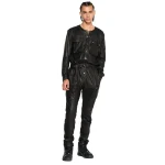 Men's Black Leather Cargo Jumpsuit