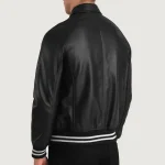 Men's Black Leather Varsity Jacket