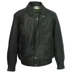 Men's Black Leather Zip Up Blouson Jacket