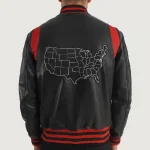 Men's Black Liberte USA Varsity Leather Jacket Back