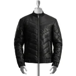 Men's Black Llewellyn Puffer Sheepskin Leather Jacket