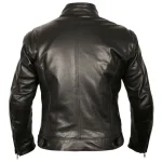 Men's Black Motorcycle Zip-Up Buffalo Leather Jacket Back