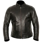 Men's Black Motorcycle Zip-Up Buffalo Leather Jacket