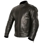 Men's Black Motorcycle Zip-Up Buffalo Leather Jacket Side