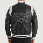 Black New Jersey Varsity Leather Jacket Back
