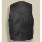 Men's Black Premium Leather Vest Back View