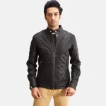 Men's Black Quilted Leather Biker Jacket