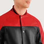 Men's Black/Red Leather Varsity Jacket View