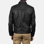 Men's Black Sheepskin Leather Biker Jacket Back