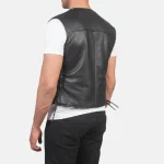 Men's Black Sheepskin Leather Vest Back