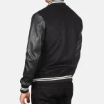 Men's Black Striped Hybrid Varsity Jacket Back