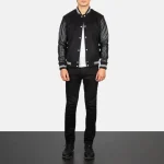 Black Striped Hybrid Varsity Jacket - Image 6