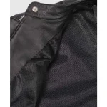 Men's Black Summer Zip Up Biker Leather Jacket Close